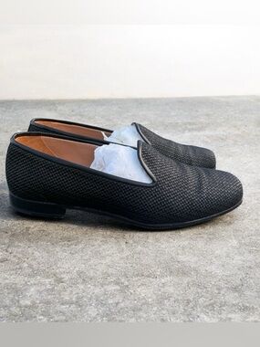 Stubbs & Wootton Raffia Noir Slipper